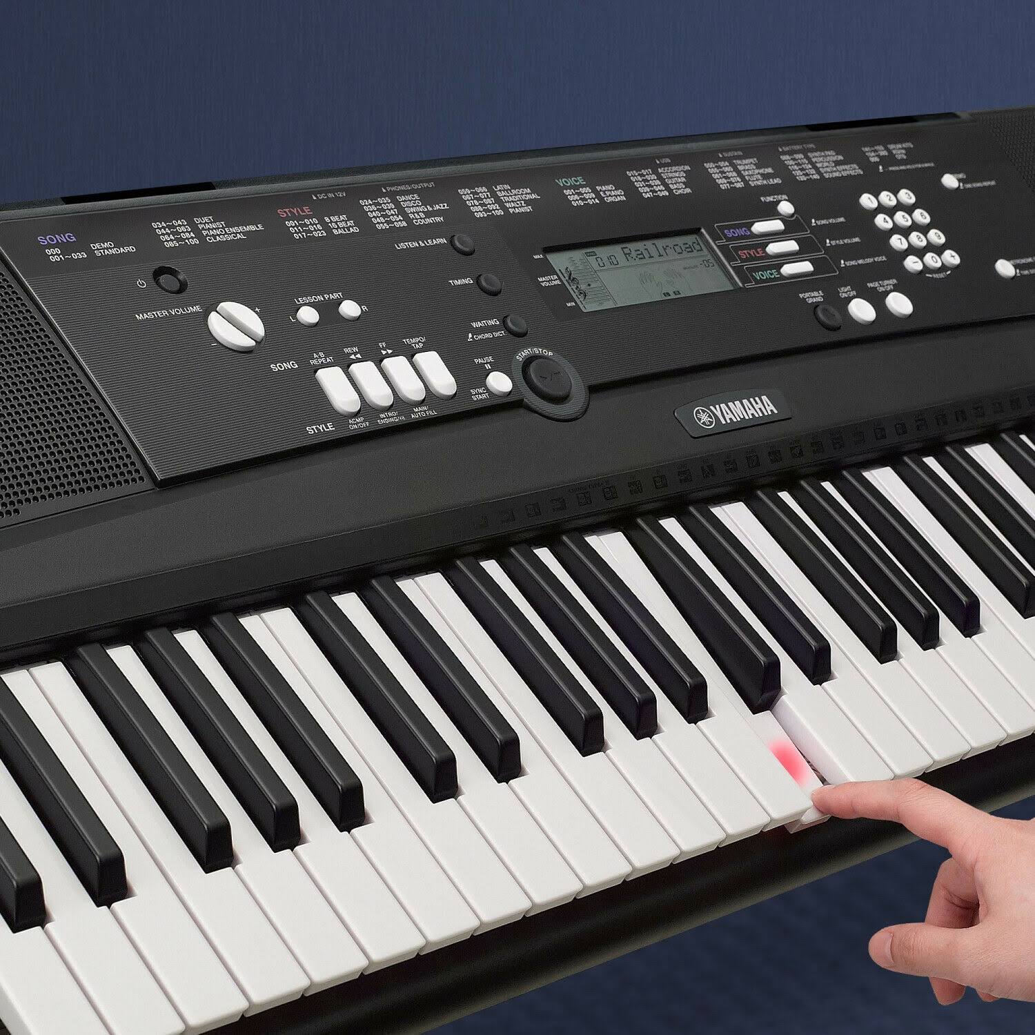 Yamaha EZ220 Keyboard with Lighted Keys - Includes X-Style Stand and Power