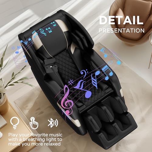 Zero Gravity Massage Chair Full Body with Heat & Foot Rollers - 6 Roller Neck to Waist Massage, Air Compression, Zero-G Recline, Bluetooth, for Home/Office (Up to 6.1FT 180LBS)