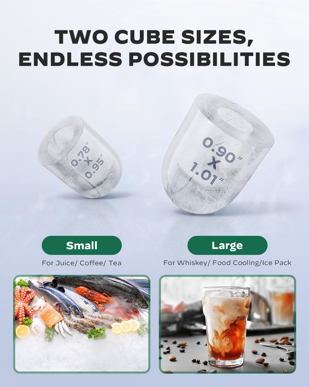 Silonn Ice Maker Coutertop Machine - Portable Ice Cube Maker, 2.6lbs Ice Basket with Bullet Ice in 6 Mins, Visible Water Level Window and Scoop, Stainless Steel, Ideal for Kitchen, Office, Camping