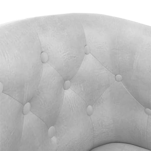 Tub Chair with Footstool Silver Faux Leather,Elegant Silver Tub Chair with Footstool: for Home or Office Living Room Furniture