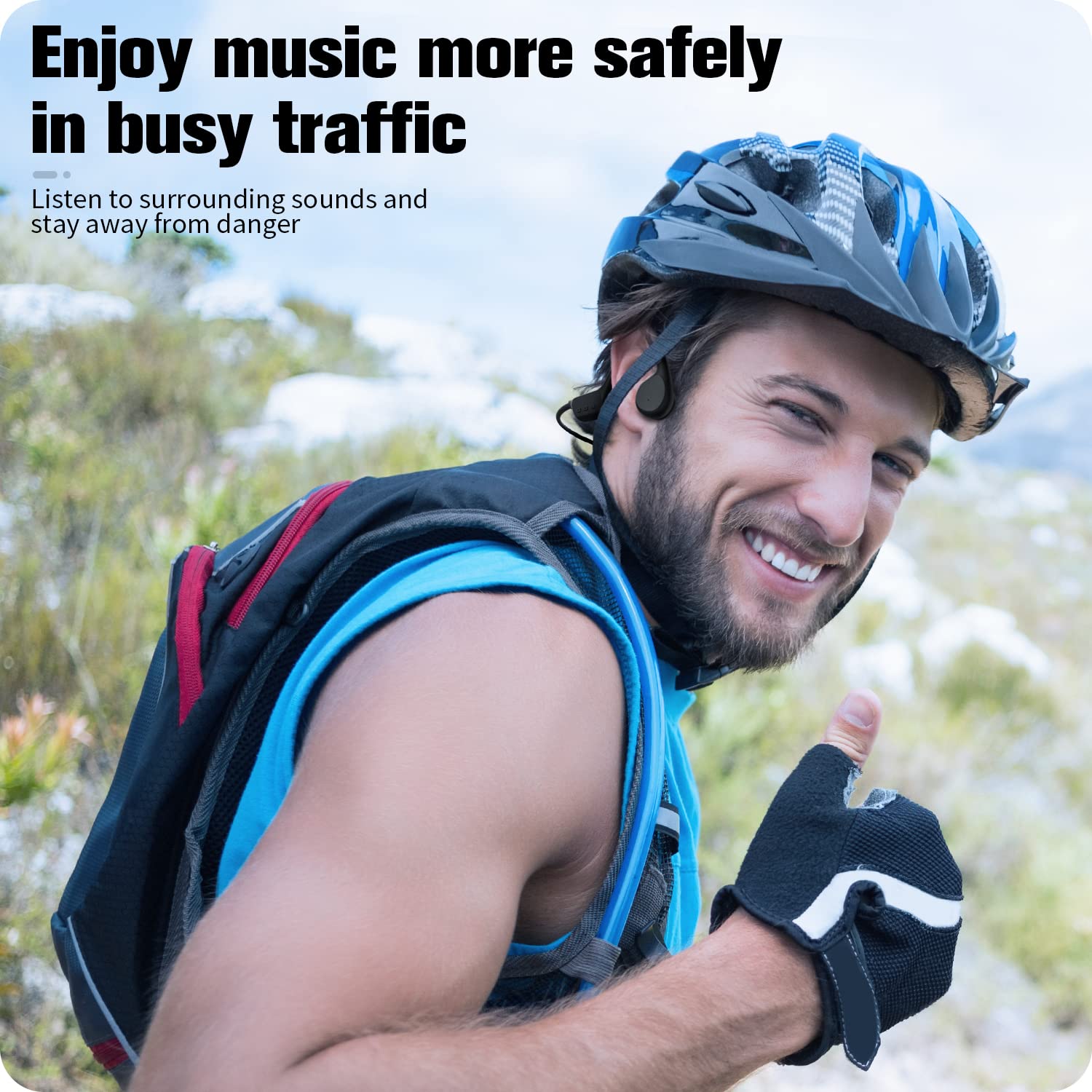 Bone Conduction Headphones, Wireless Bluetooth 5.0 Open Ear Headphones Built-in 32G Memory IP68 Waterproof Sports Headphones for Workout, Running, Hiking, Cycling, Swimming and More Activities
