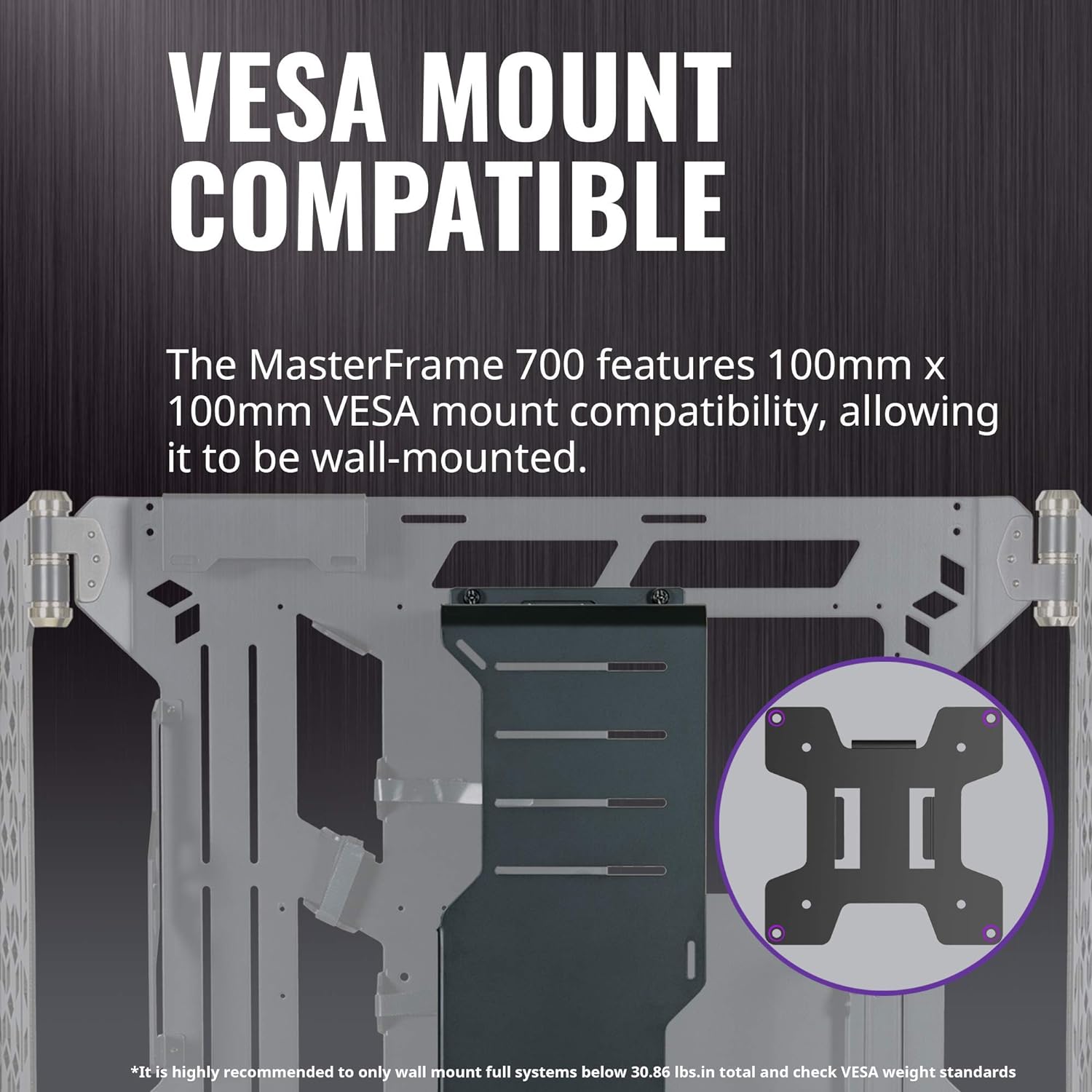 Cooler Master MasterFrame 700 Custom Test Bench/Open-Air ATX PC Case, Panoramic Tempered Glass, Premium Variable Friction Hinges, Built-in VESA Mount