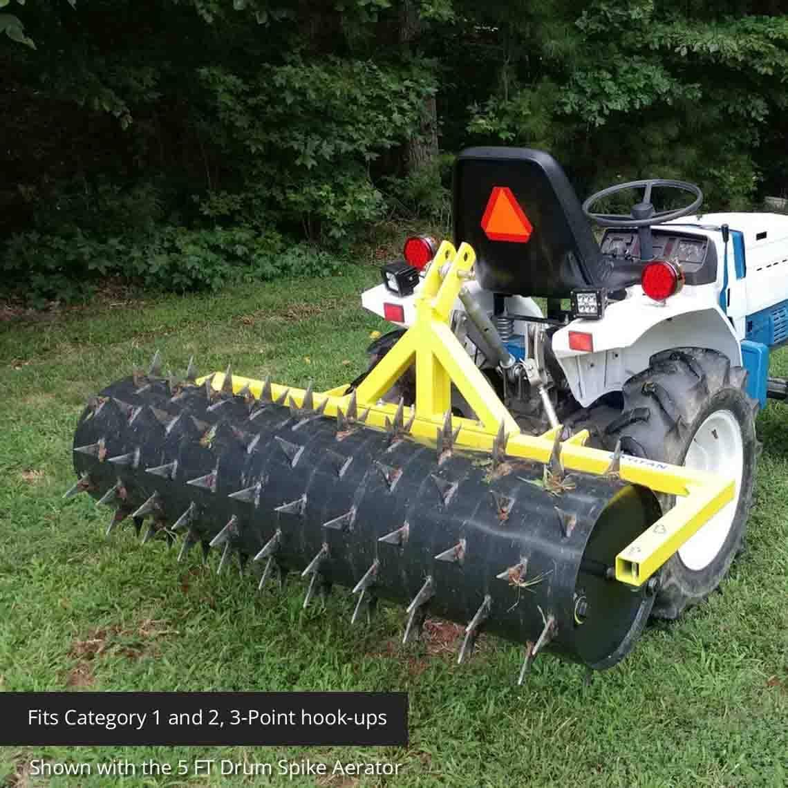 Titan Attachments 6 FT Drum Spike Aerator Category 1 and 2, 3 Point