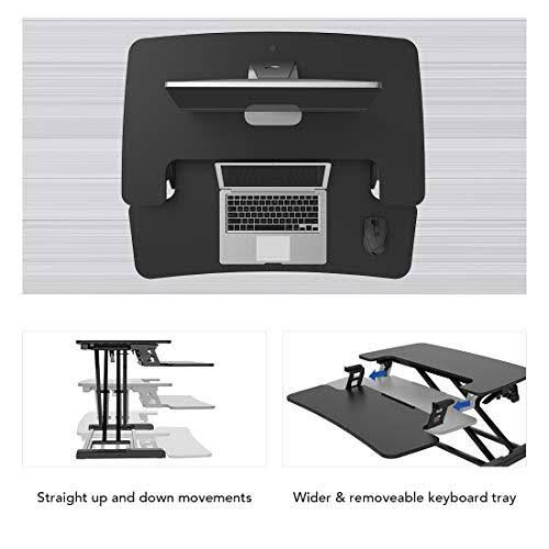 FlexiSpot Standing Desk Converter 28 inch Height Adjustable Stand Up Desk Riser, Black Home Office Desk with Deep Keyboard Tray