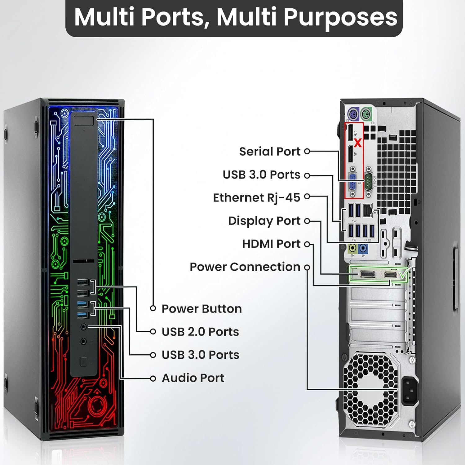 HP 800 G2 RGB Gaming PC Desktop – Intel Core i5 6th Gen, 16GB DDR4 Ram, 512GB SSD, NVIDIA GeForce GT 1030 2GB DDR5, New 24 Inch Monitor, Windows 10 Pro – Computer Tower for PC Gamer (Renewed)