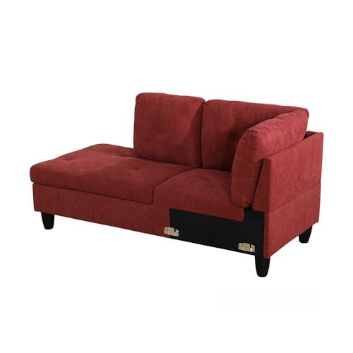 Red Flannelette 3-Piece Living Room Sofa Set (C+S)