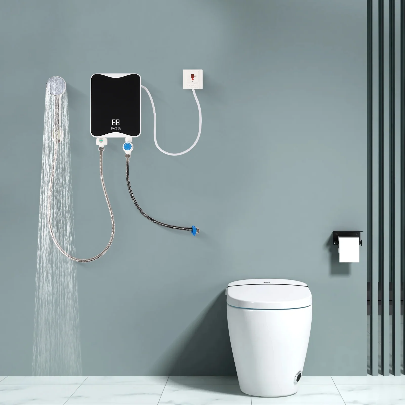 YIYIBYUS Electronic Instant Water Heater Thermostat Tankless Mini Hot water Heater for Kitchen Sinks Bathroom Shower 5500W