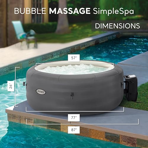 INTEX SimpleSpa Inflatable Hot Tub, 6 Person Jet Massage Spa with Built-in Pump and Cover - Portable Outdoor Tub with Bubble Jets for Home, Backyard, and Patio