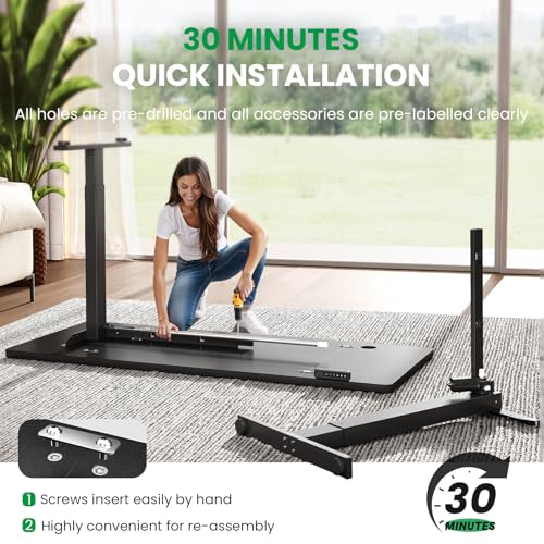 SIAGO Electric Standing Desk Adjustable - 48 x 24 Inch Sit Stand up Desk with Cable Management - 3 Memory Preset Adjustable Height Table
