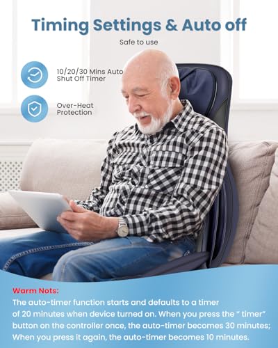 COMFIER Shiatsu Neck Back Massager with Heat, 2D ro 3D Kneading Massage Chair Pad, Adjustable Neck Massage,Seat Massager for Full Body Relaxation, Christmas Gifts for Dad Mom Women Men,Dark Gray