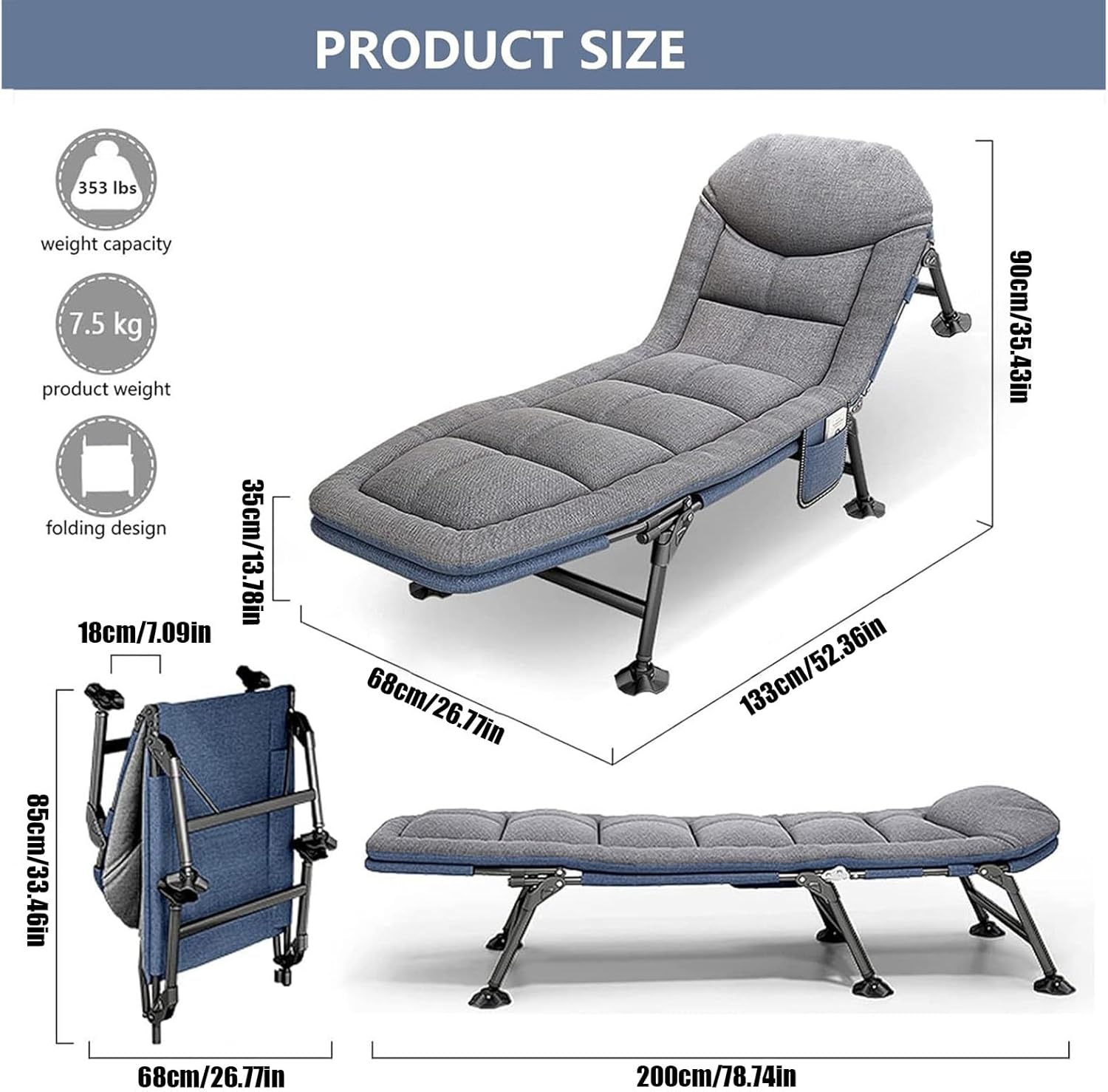 Folding Camping Beds for Adults, Heavy Duty Outdoor Camping Cot with Mattress, Sleeping Cot for Travel Outdoor Office Indoor Fishing