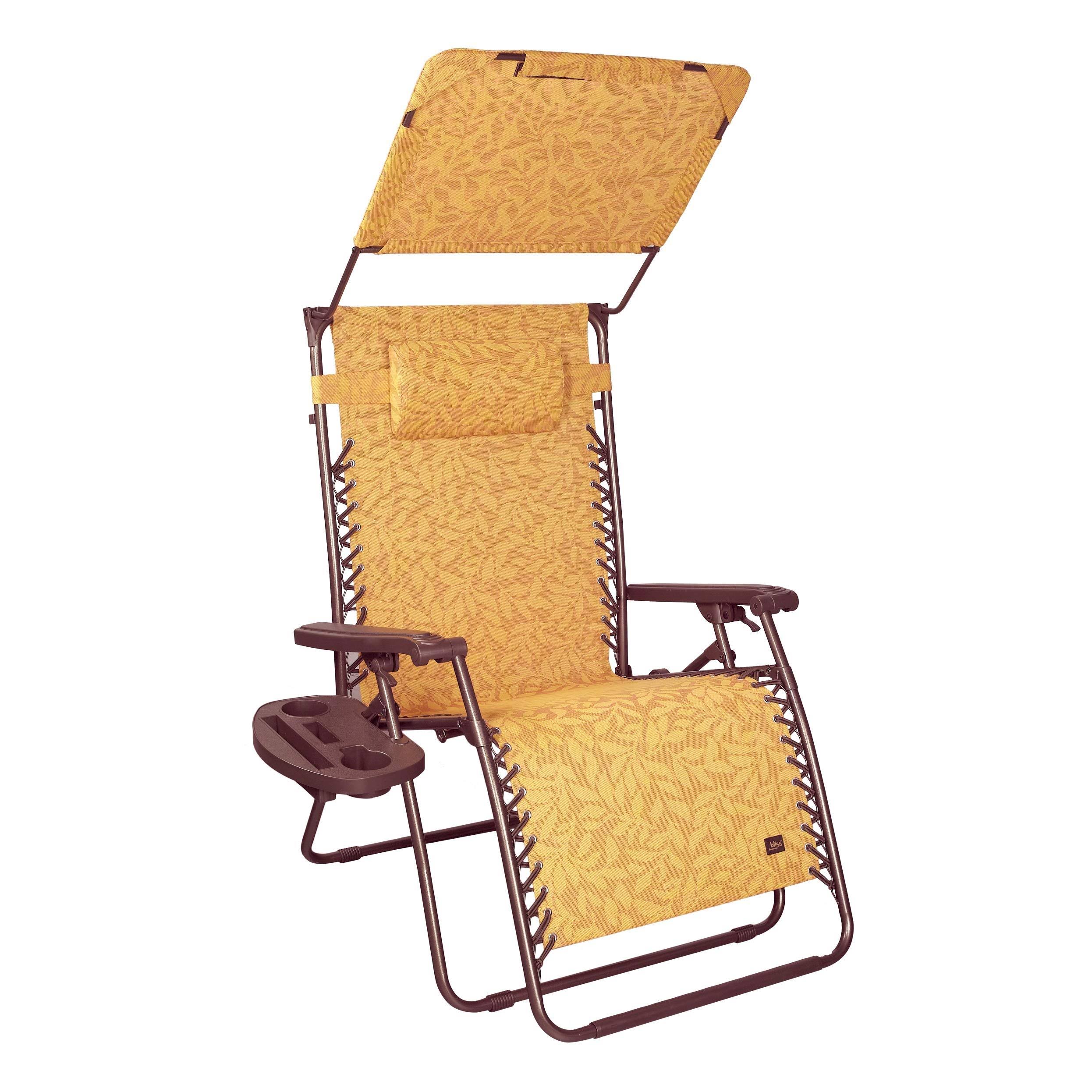 Bliss Hammocks GXW-457ALR Zero Gravity Chair with Canopy and Side Tray, Amber Leaves