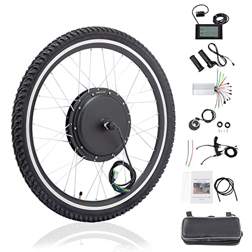Ktaxon Electric Bike Conversion Kit, 48V 1000W Ebike Conversion Kit, 26" Front/Rear Wheel E-Bike Conversion Kits with PAS, LCD Display, Aluminum Alloy Frame and Gearless Hub Motor