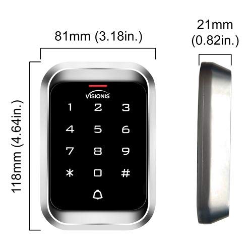 Visionis FPC-5292 One Door Access Control in Swinging Door 600lbs Maglock with VIS-3000 Outdoor Keypad/Reader with Mini Controller, No Software, EM Card, 1000 Users, Wireless Receiver with PIR Kit