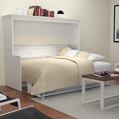 Adonis Full Murphy Bed with Desk - Horizontal Murphy Bed | Engineered and Solid Wood Construction - No Melamine Used | Smooth Painted Finish | Home Office Desk Bed Full Size