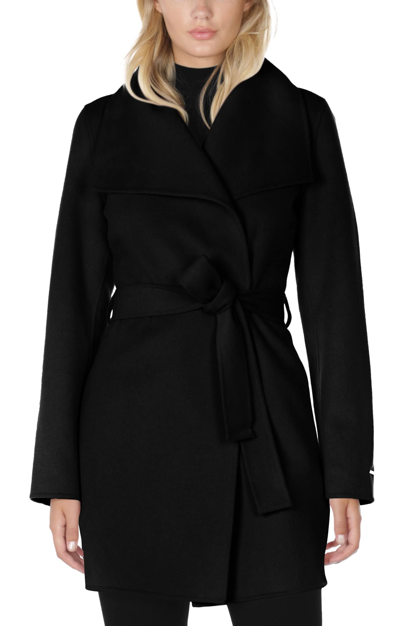 Tahari Ella Belted Wrap Coat - Black