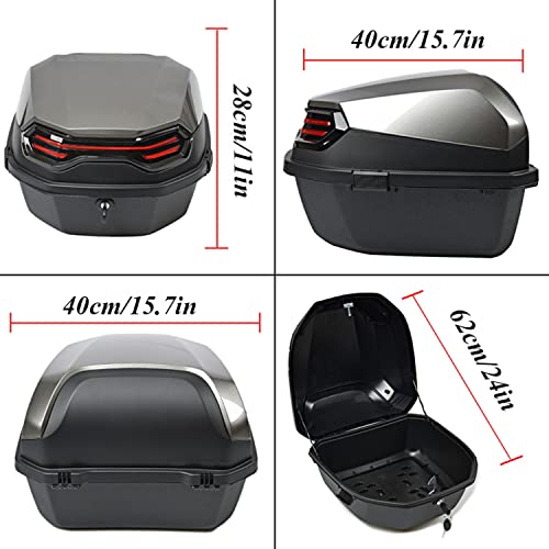 Tough Style Motorcycle Trunk 40X40X28 cm Bike Top Box Can Store Helmet W/ 2 Keys Universal Mounting Trunk Tour Tail Box/Green