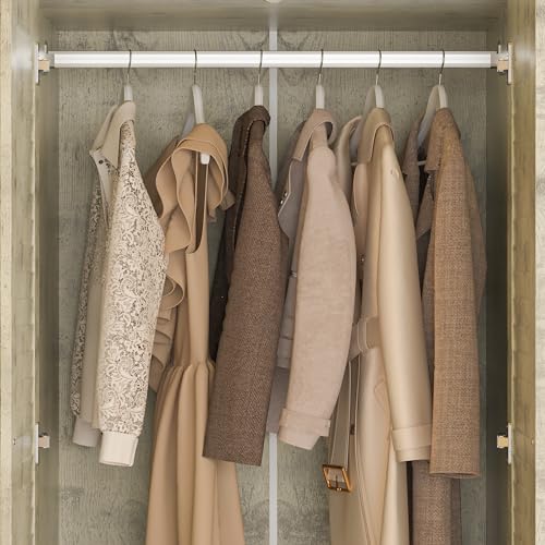 ECACAD Extra Tall Wardrobe Armoire with Top Cabinet, 10 Shelves, 4 Drawers, Hanging Rod & 8 Louver Doors, Wooden Closet Storage Cabinet for Bedroom, Light Brown (59”W x 19”D x 94.5”H)