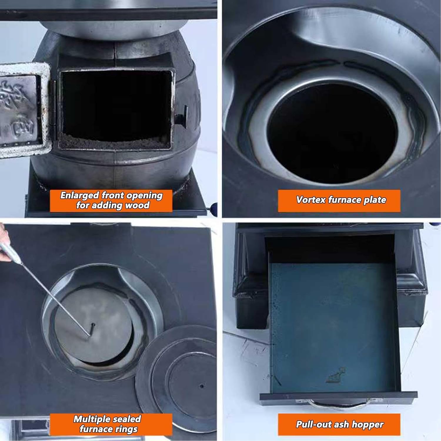 Outdoor Wood Burning Stove, Camping Wood Stove, Hot Tent Stove with Sectional Chimney Pipes, for Tent, Shelter, Hiking, Fishing, Heating and Cooking