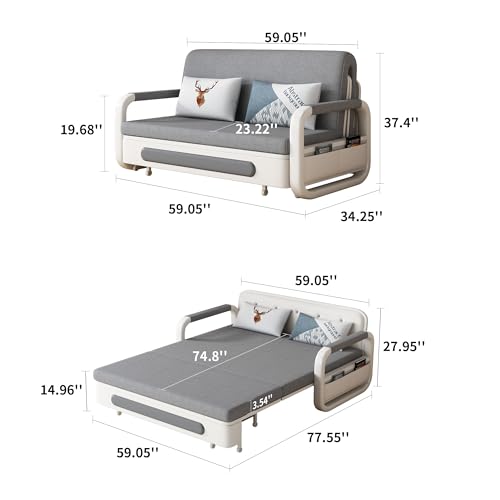 Sofa Bed -Pull Out Sofa Bed futon -Sleeper couches for Living Room-Suitable for Small Space, RV Sofa Bed, Lounge (34.6" D x 62.2" W x 34.2" H)