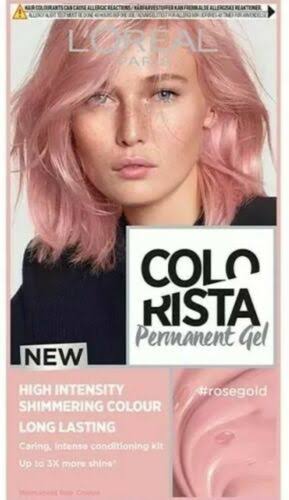 L&Oreal Colorista Rose Gold Pastel Pink Permanent Hair Dye Gel Shimmering Colour