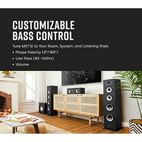 Polk Monitor XT10 Home Subwoofer, 10" Deep Bass Woofer, 100W Class D Amplification, Dolby Atmos, Auro 3D & DTS:X Compatible, Black