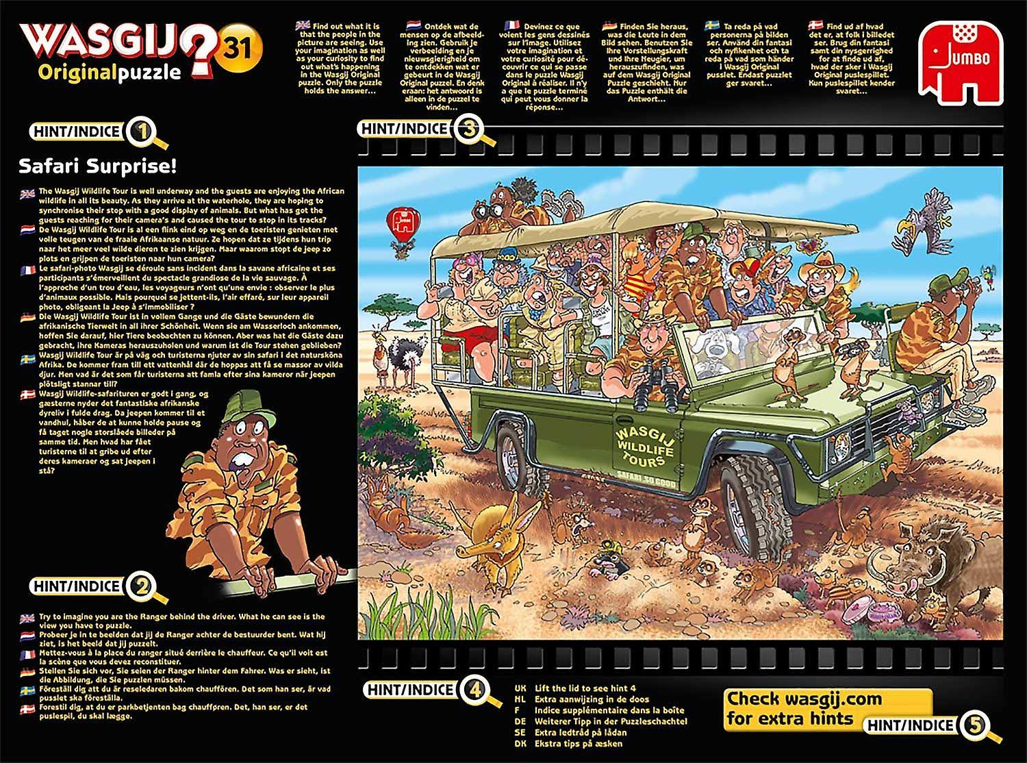 Wasgij 19164 Original 31-Safari Surprise 1000 Piece Jigsaw Puzzle, Multi
