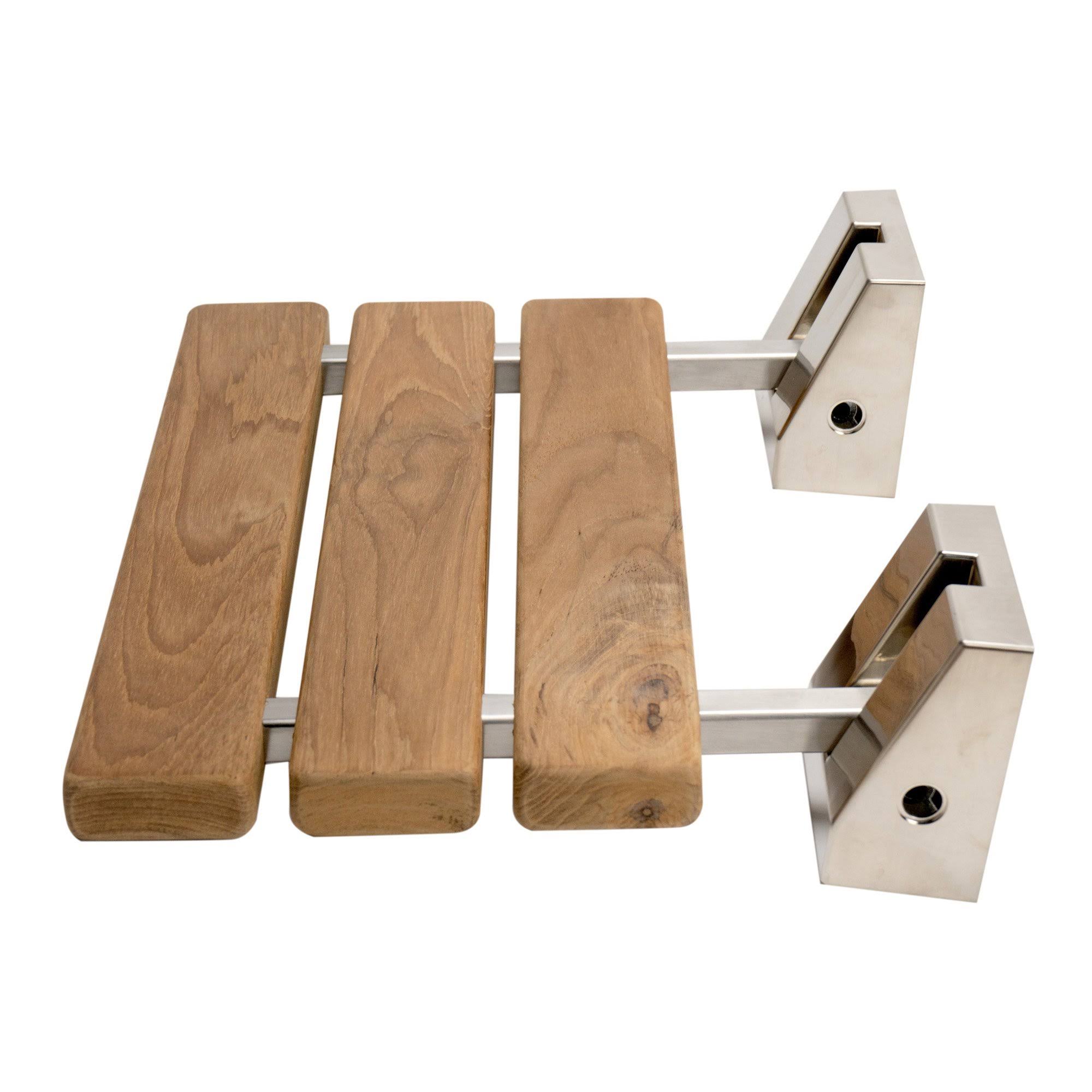 Alfi Brand ABS16S-BN Brushed Nickel 16x22 Folding Teak Wood Shower Seat Bench