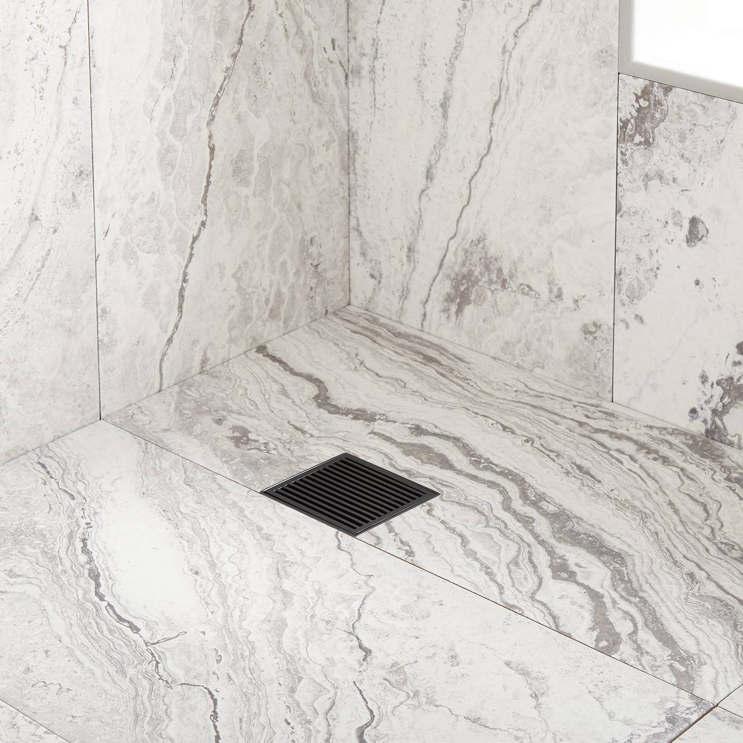 8x22 Carmen Square Shower Drain - Brushed Stainless Steel | Signature Hardware 415599