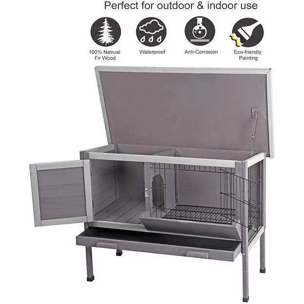 Aivituvin Outdoor Rabbit Hutch Upgrade with Metal Wire Pan AIR01-B - Pet Supplies online store