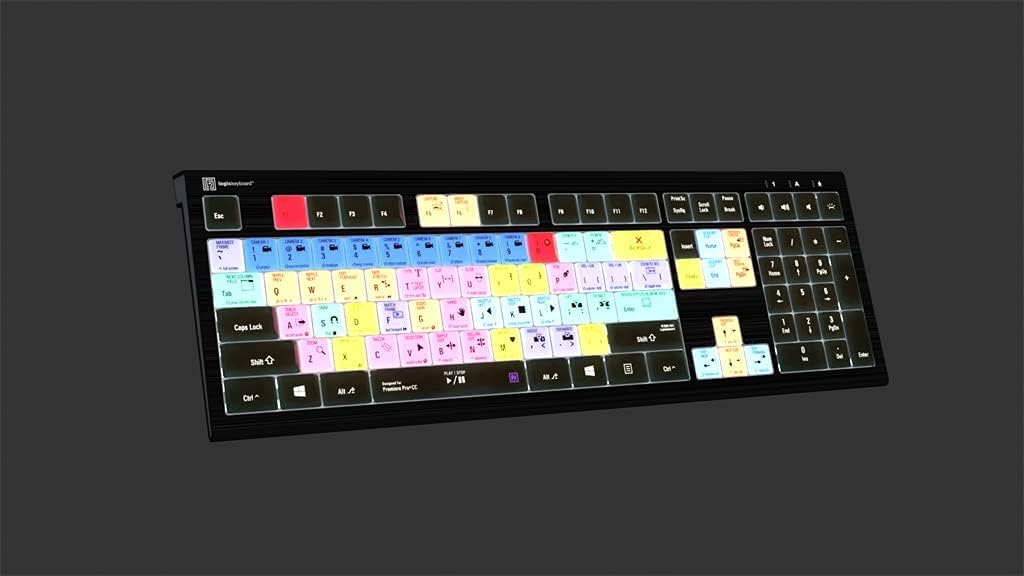 Logickeyboard Designed for Premiere Pro CC Compatible with Windows 7-11- ASTRA 2 Backlit Keyboard # LKB-PPROCC-A2PC-US
