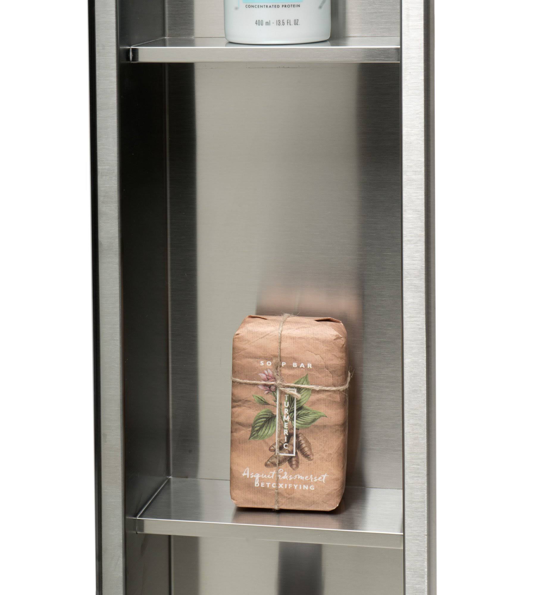Alfi Brand ABN0836 8 x 36 Vertical Triple Shelf Bath Shower Niche Brushed Stainless Steel