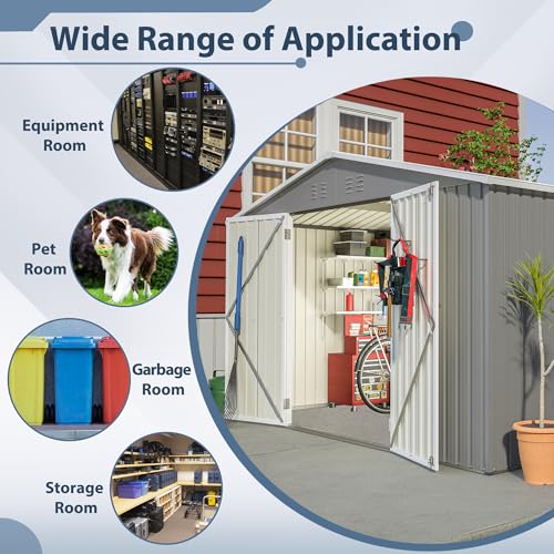 6x4 Ft Outdoor Storage Shed, Heavy-Duty All-Weather Tool Shed with Lockable Doors, Durable Resin Construction for, Patio & Backyard Organization Black