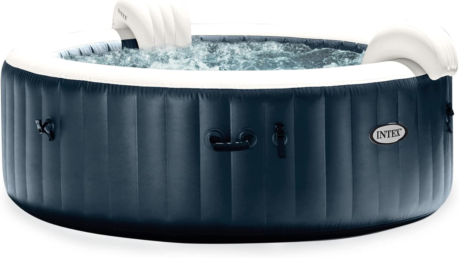 Intex PureSpa Plus Portable Inflatable Hot Tub Round Bubble Jet Spa, 85" x 28" with Set of 2 Inflatable Hot Tub Seats Comforting Spa Accessory