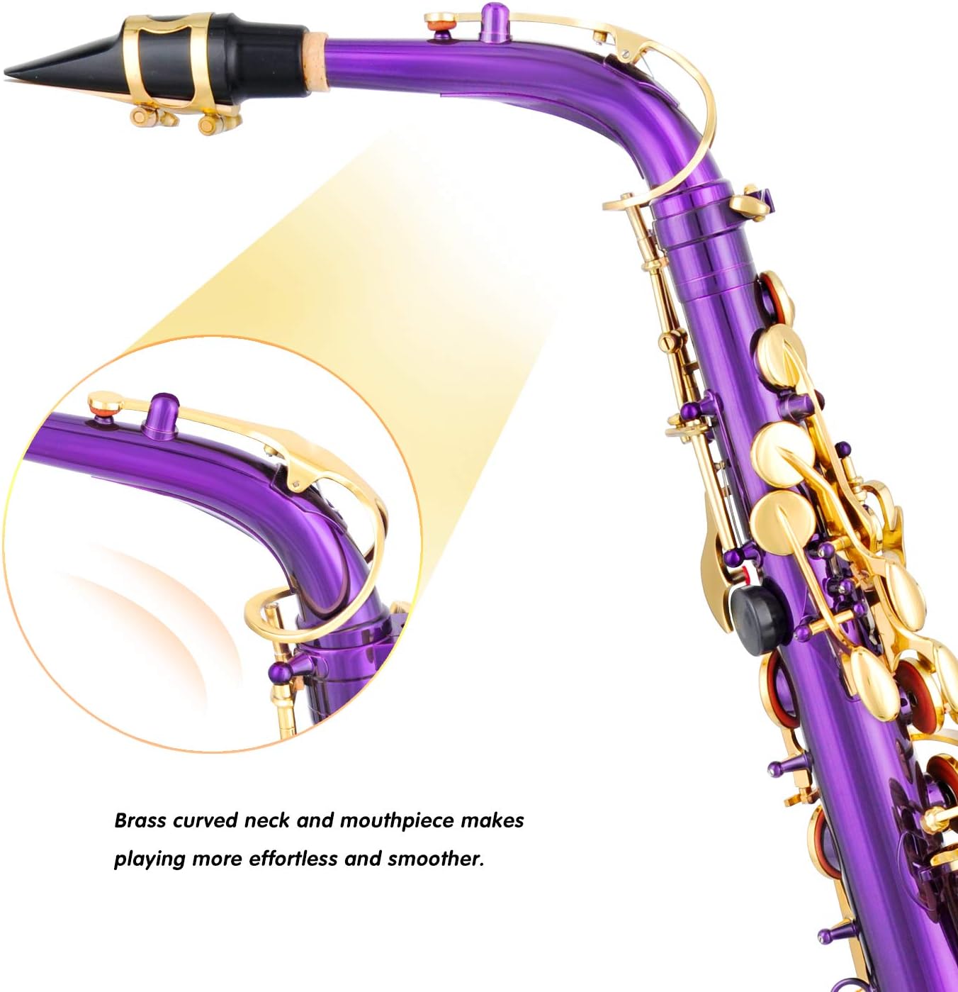 EASTROCK Purple/Golden Alto Saxophone E Flat Sax and Saxophone Wireless System