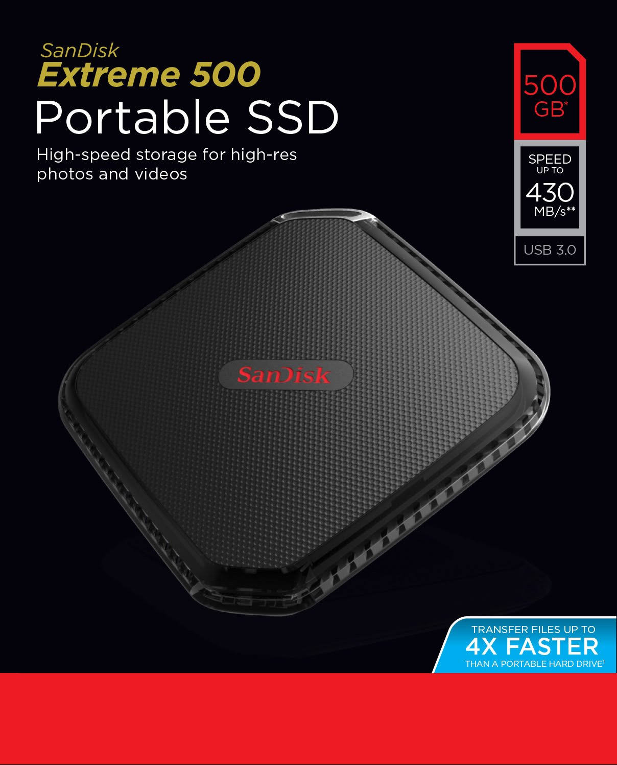 SanDisk Extreme 500 500GB Portable SSD SDSSDEXT-500G-G25