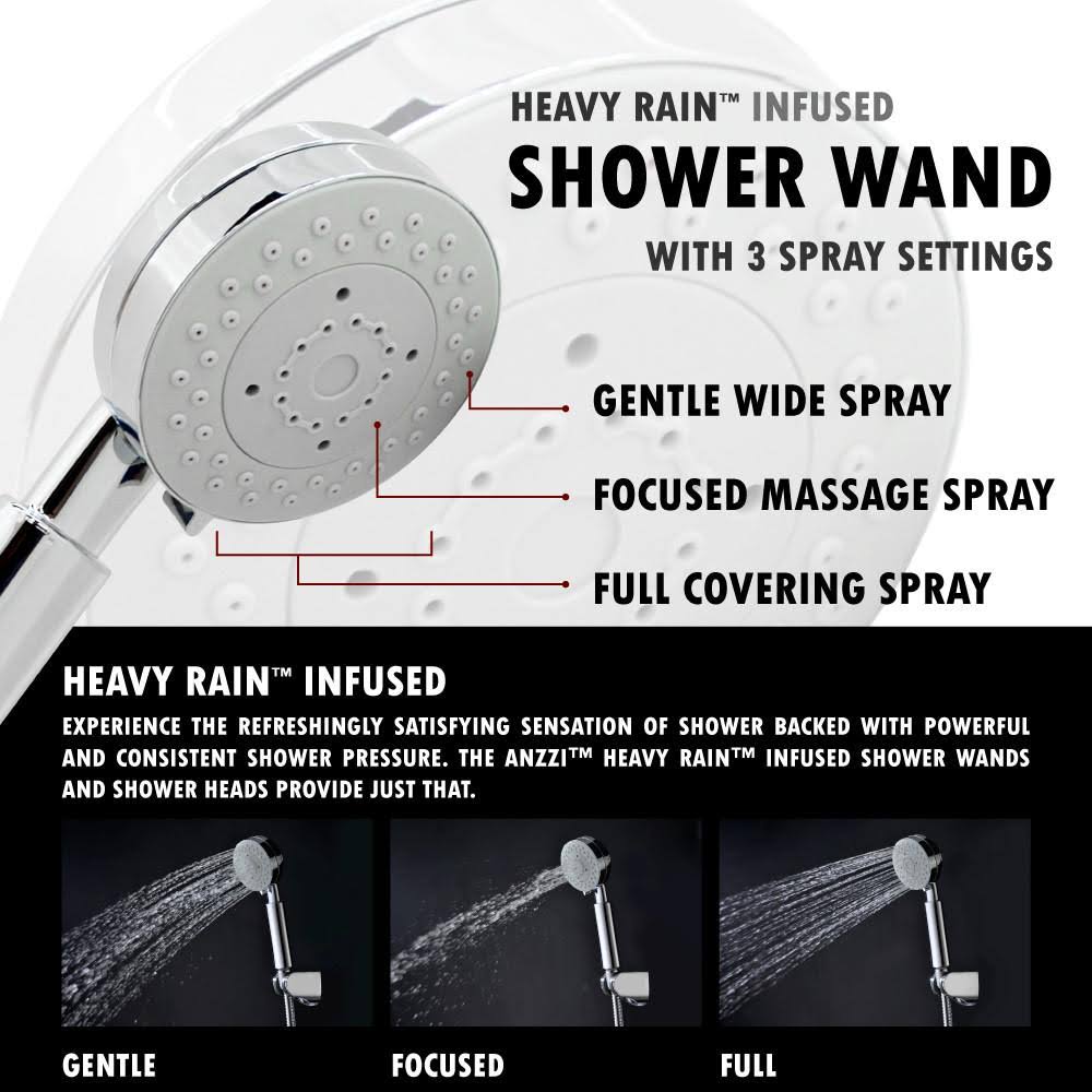 Anzzi SP-AZ024 Arc 64 in. 2-Jetted Shower Panel with Heavy Rain Shower and Spray Wand in Brushed Stainless Steel