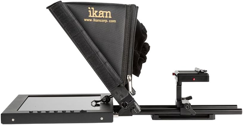 Ikan 12-inch Portable Teleprompter Kit, Adjustable Glass Frame, Easy to Assemble, Extreme Clarity (PT1200) - Black