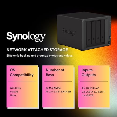 Synology DiskStation DS923+ 4-Bay NAS Enclosure Server, Network Attached Storage, Data Management Solution, AMD Ryzen R1600 Dual-Core up to 3.1 GHz,(16GB DDR4 RAM | NO HDD, SSD)