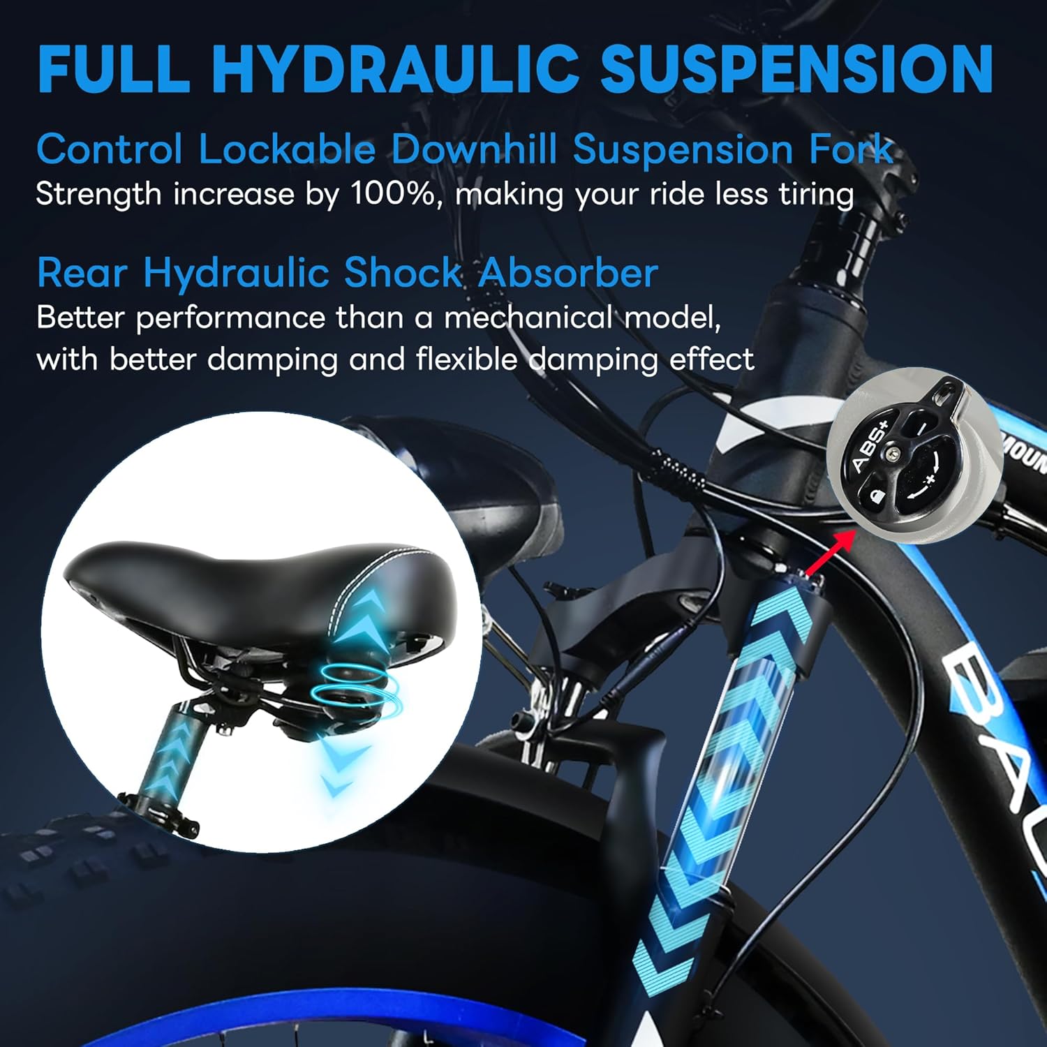 Two 2000W Electric Bikes for Adults with 48V 20Ah Removable Batteries Shi-Mano 21 Speed 80Miles 35MPH Ebike with Lockable Fork Suspension Hydraulic Disc Brake(Blue + Blue)