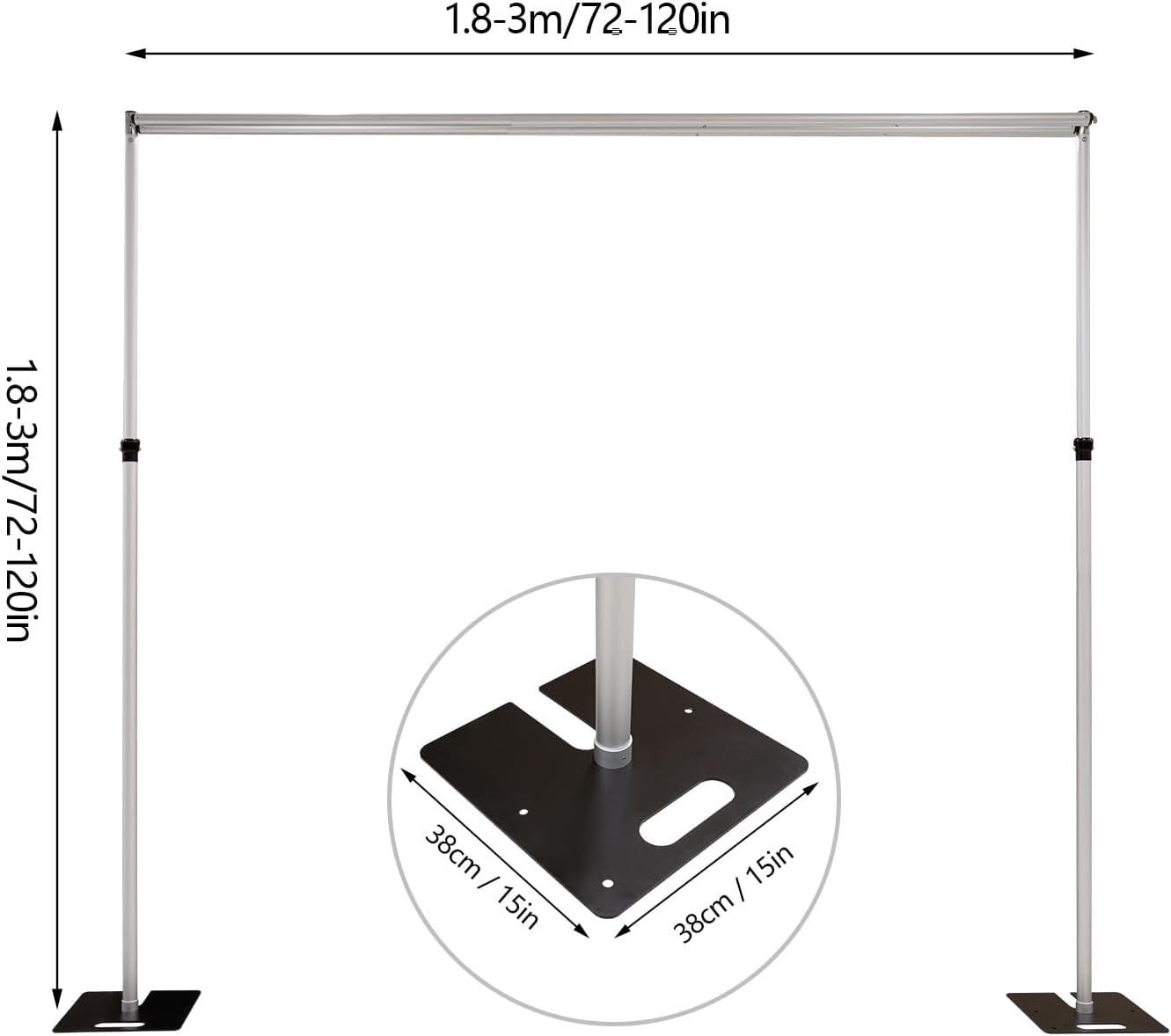 Backdrop Stand, 10x10Ft Adjustable Backdrop Support System Kit Aluminum Alloy Background Stand, Heavy Duty Double Crossbar Pipe and Drape Kit for Event,Birthday Party and Wedding Decor