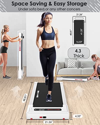 Walking Pad-Under Desk Treadmill-2 in 1 Treadmills for Home-Walking Treadmill with Remote Control, Portable Mini Treadmill 265 lbs Capacity, Bluetooth and LED Display