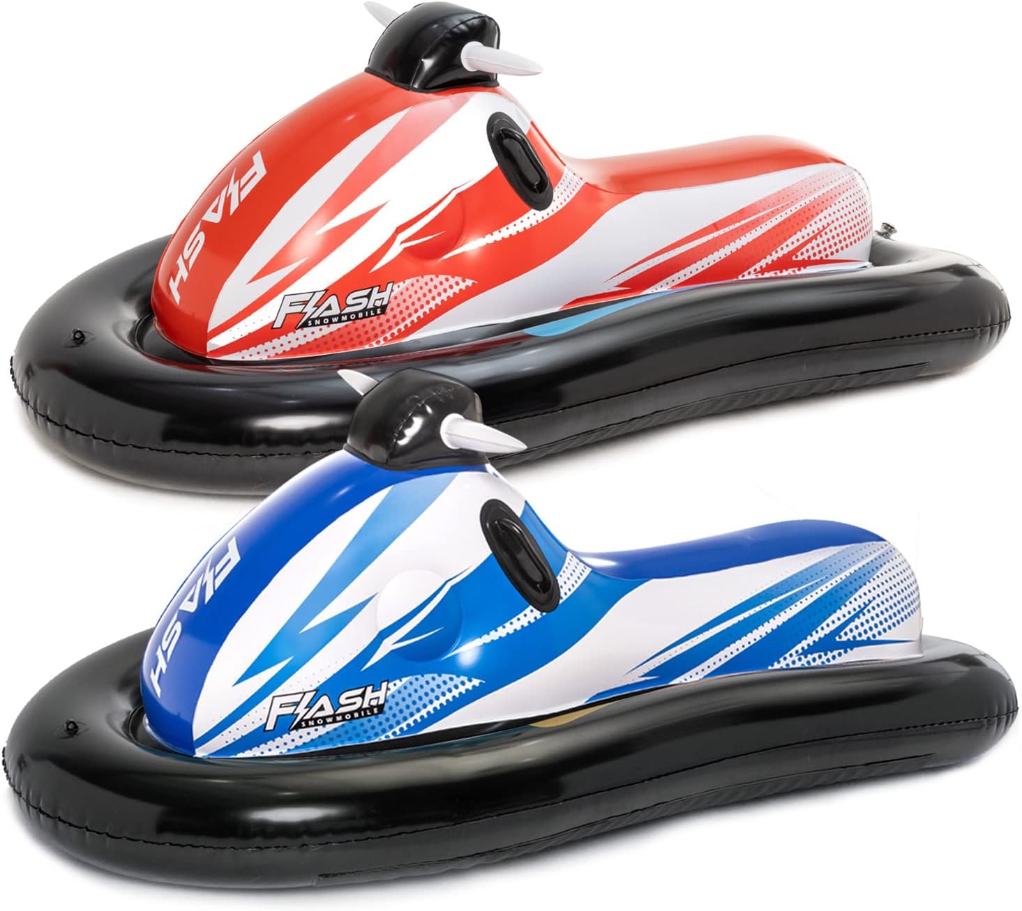 LIFECHOIC Snow Sled for Kids and Adults, 75" Giant Inflatable Snowmobile 2 Pack, Snow Tubes Heavy Duty with Reinforced Base, Side Handles and Rope, Winter Sledding Outdoor Play