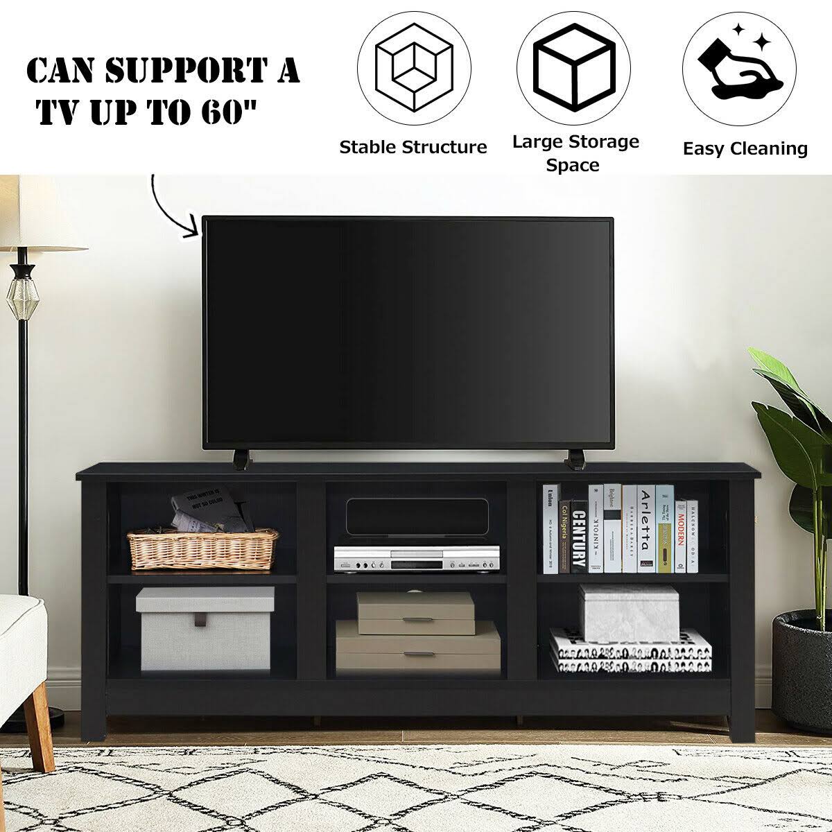 Costway 60x22 Entertainment TV Stand Cabinet-Black