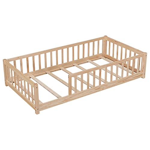 Bellemave Twin Montessori Bed, Floor Bed, Floor Bed Frame, Floor Bed for Kids, Wooden Kids Floor Bed(Natural).