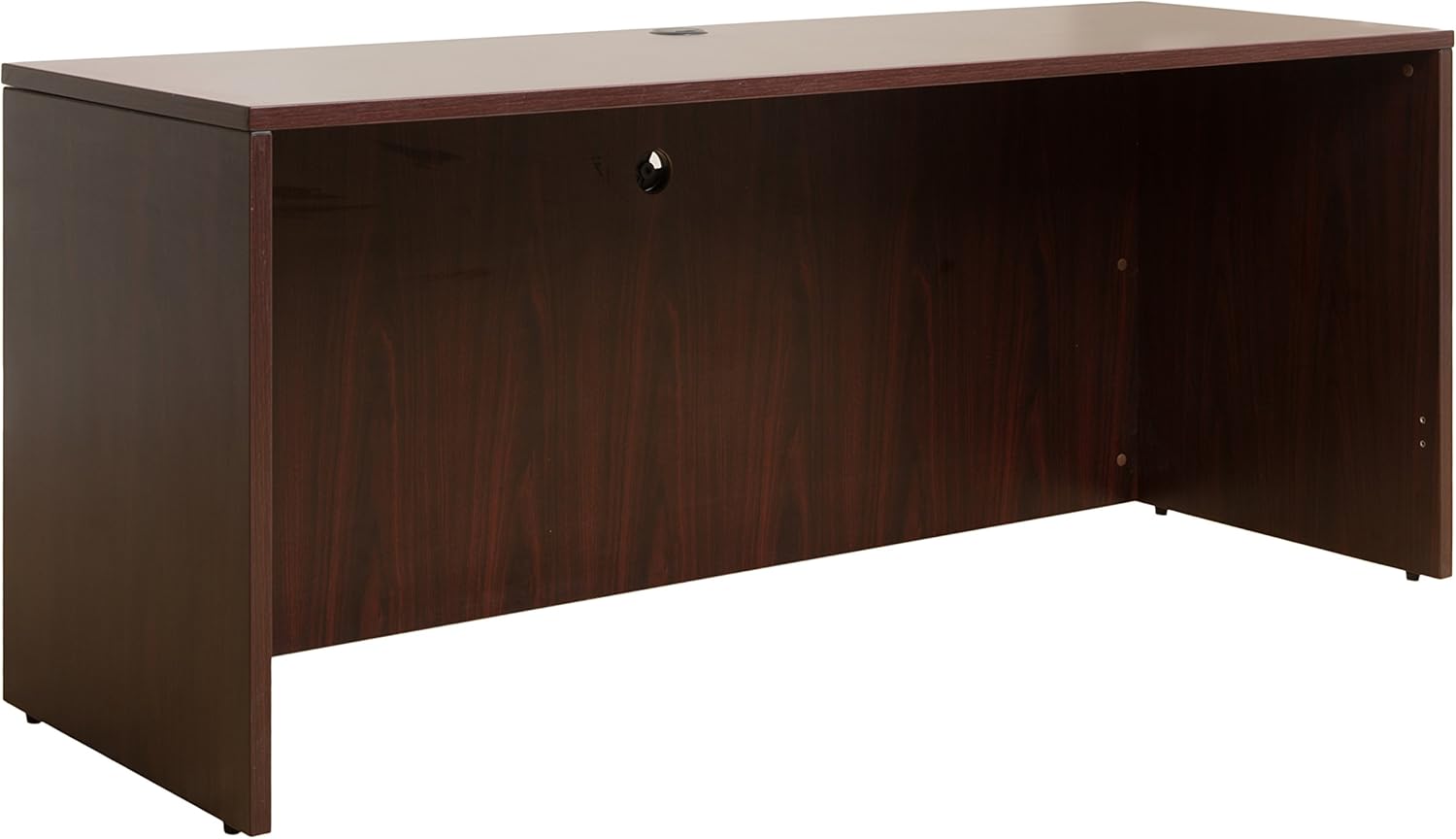 Boss Office Products Holland Series 71" Executive U-Shape Desk with Pedestal File Storage and Hutch, Mahogany