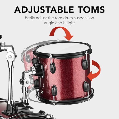 Best Choice Products 5-Piece Full Size Complete Adult Drum Set w/Cymbal Stands, Stool, Drum Pedal, Sticks, Floor Tom - Dark Blue Sparkle