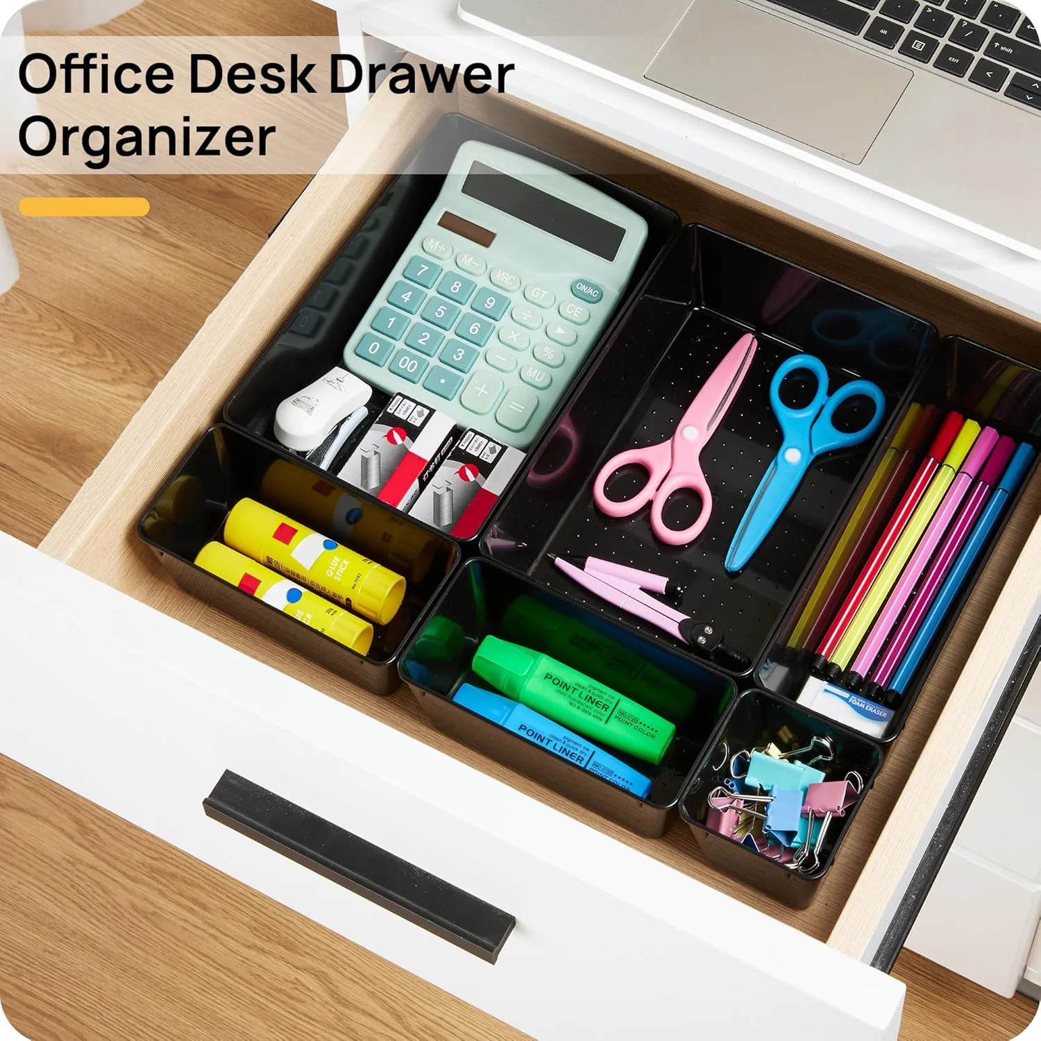 25 PCS Plastic Drawer Organizers Set, 4-Size Versatile Bathroom and Vanity Drawer Organizer Trays, Storage Bins for Makeup, Bedroom, Kitchen Gadgets Utensils and Office
