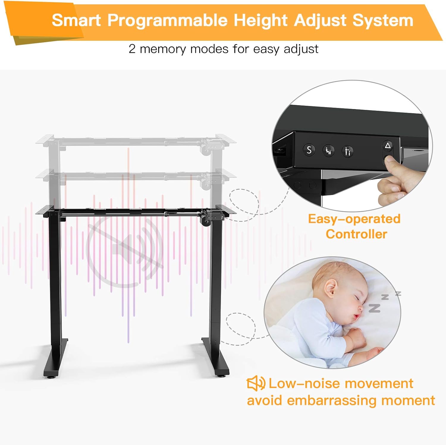 Electric Stand up Desk Frame - ErGear Height Adjustable Table Legs Sit Stand Desk Frame Up to 47.2" Ergonomic Standing Desk Base Workstation Frame Only