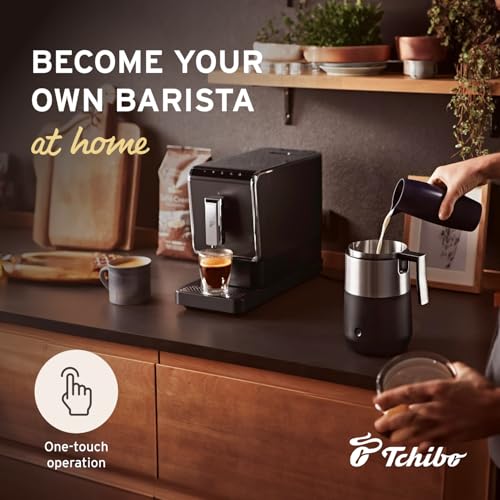 Tchibo Single Serve Coffee Maker Black - Automatic Espresso Coffee Machine - Built-in Grinder, No Coffee Pods Needed